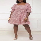 ELOQUII Elements Puff Sleeve Smocked Bodice Dress image number null