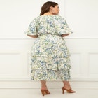 ELOQUII Elements Tiered Midi Dress With Tie image number null