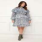 ELOQUII Elements Tie Neck Fit And Flare Dress image number null