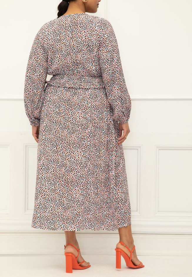 ELOQUII Elements Poet Sleeve Smocked Waist Maxi Dress image number null