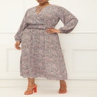 ELOQUII Elements Poet Sleeve Smocked Waist Maxi Dress image number null