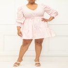 ELOQUII Elements Tiered Dress With Eyelet Sleeve image number null