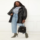 ELOQUII Elements Puff Sleeve Faux Leather Utility Jacket image number null