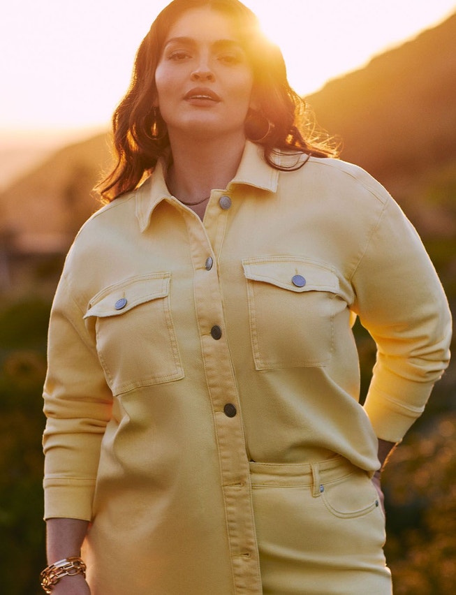 ELOQUII Elements Oversized Shacket With Unfinished Hem image number null