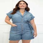 ELOQUII Elements Denim Romper image number null