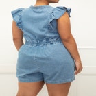 ELOQUII Elements Chambray Flutter Sleeve Romper image number null