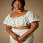 Bridal by ELOQUII Printed Puff Sleeve Top image number null