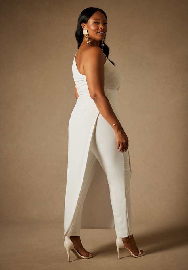 Bridal by ELOQUII One Shoulder Draped Tunic Top image number 2