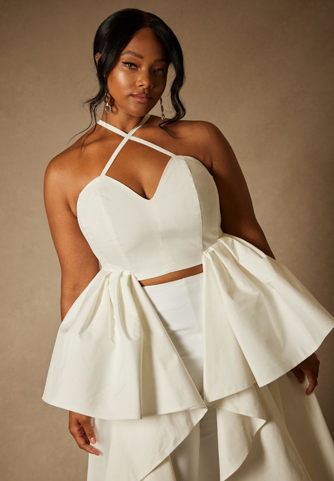 Bridal by ELOQUII Maxi Ruffle Top image number 1