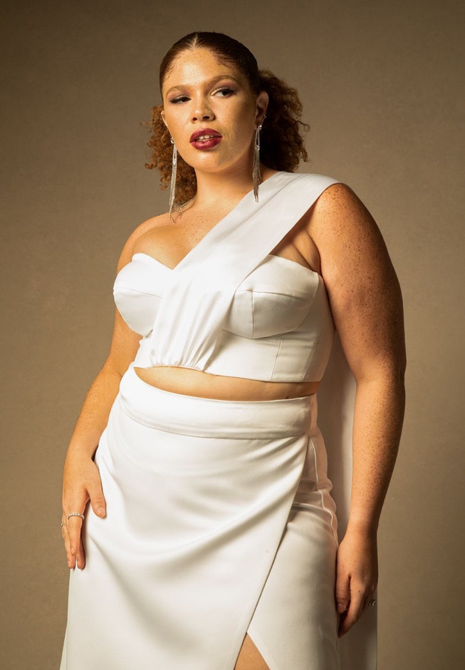 Bridal by ELOQUII Bustier Top with Sheath Skirt image number 1