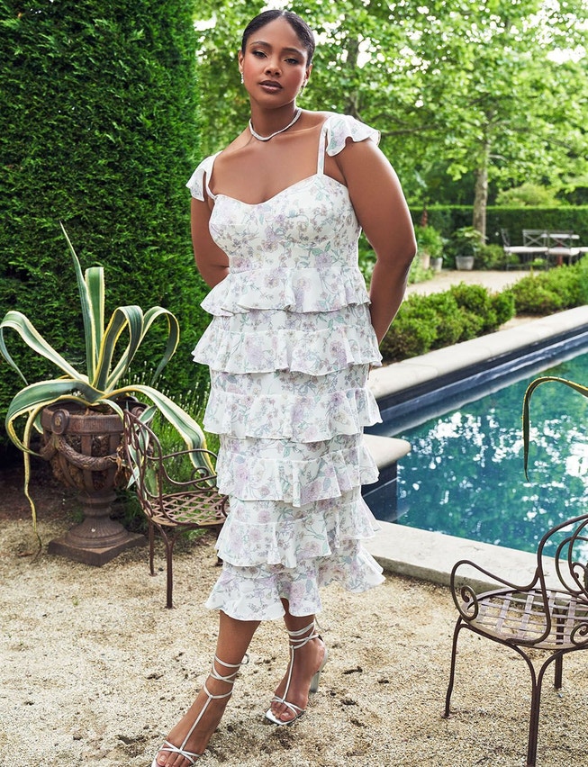 Bridal by ELOQUII Corseted Tiered Dress image number 3