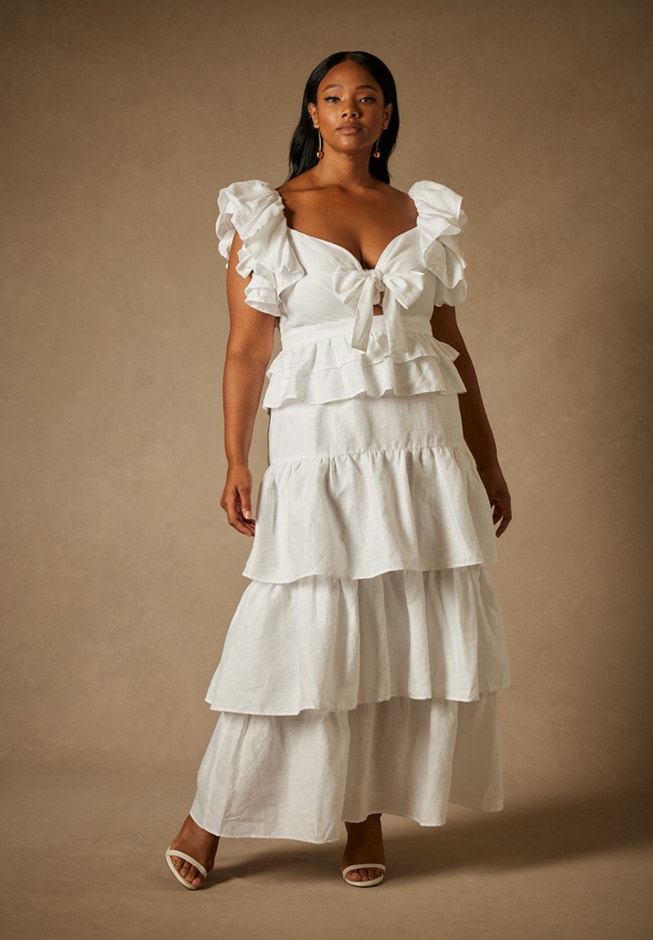 Bridal by ELOQUII Tiered Ruffle Dress image number 0
