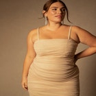 Bridal by ELOQUII Ruched Tea Length Dress image number null