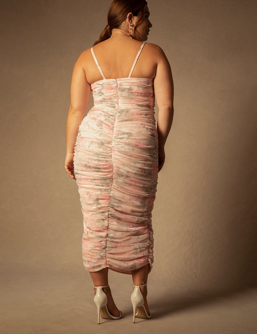 Bridal by ELOQUII Ruched Tea Length Dress image number 2