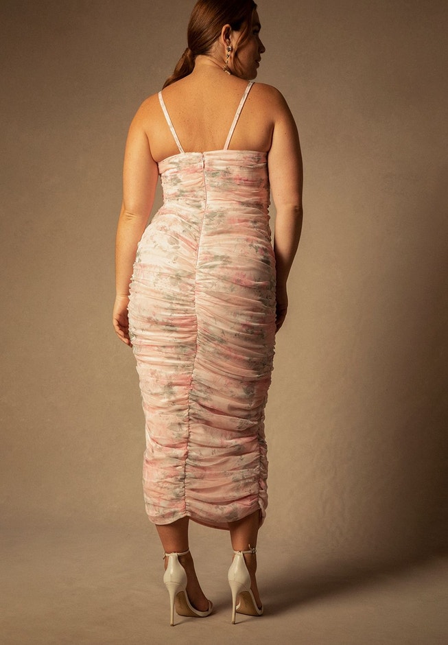 Bridal by ELOQUII Ruched Tea Length Dress image number 2