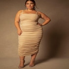 Bridal by ELOQUII Ruched Tea Length Dress image number null