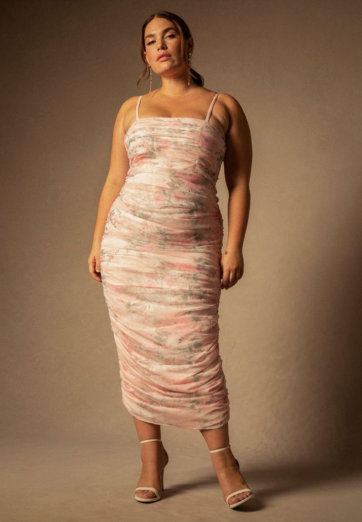 Bridal by ELOQUII Ruched Tea Length Dress image number 0