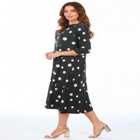 Plus Size 3/4 Sleeve Boatneck Swing Dress image number null