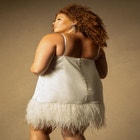 Bridal by ELOQUII Feather Hem Slip Dress image number null