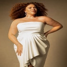 Bridal by ELOQUII Draped Faux Leather Dress image number null