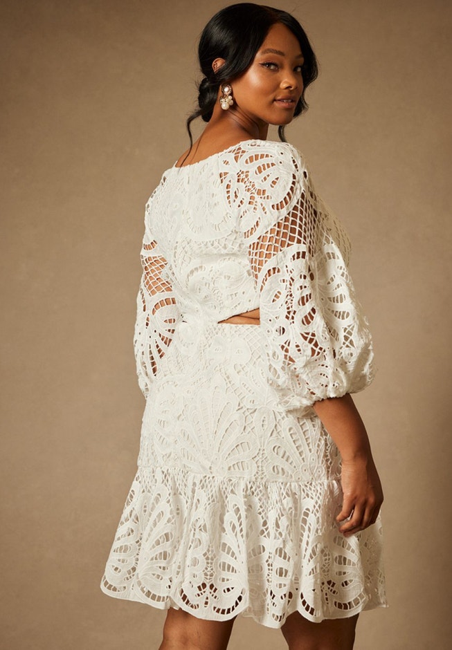 Bridal by ELOQUII Eyelet Puff Sleeve Dress image number 2