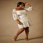 Bridal by ELOQUII Eyelet Puff Sleeve Dress image number null