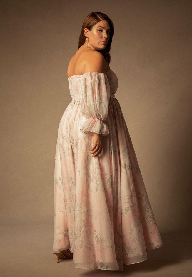 Bridal by ELOQUII Off The Shoulder Printed Dress image number 2