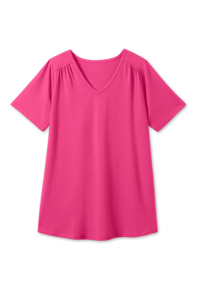 Short-Sleeve V-Neck Shirred Tee image number 11