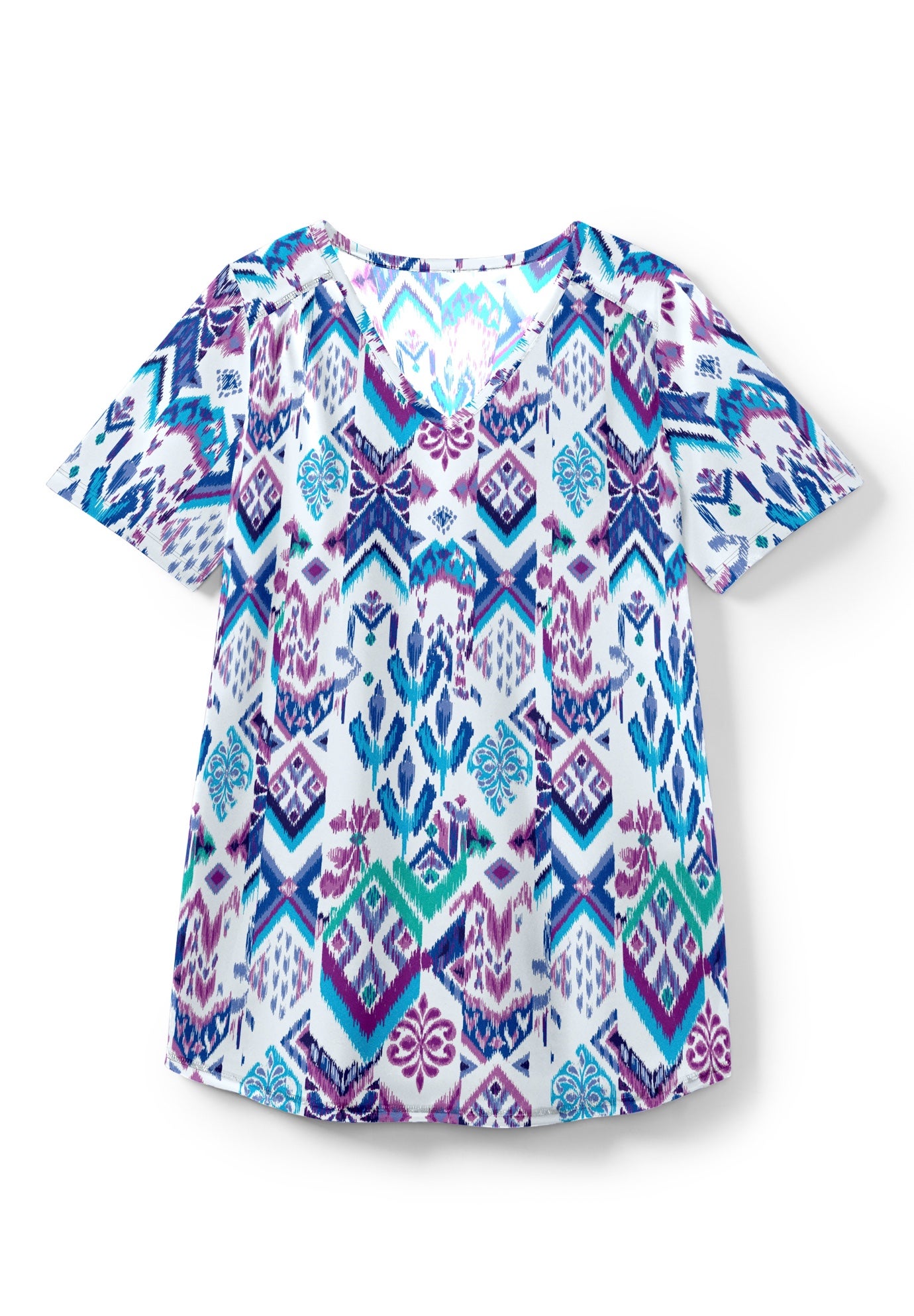 Short-Sleeve V-Neck Shirred Tee image number 12