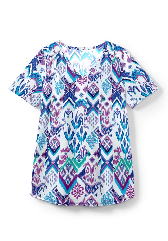 Short-Sleeve V-Neck Shirred Tee image number 12