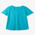 Short-Sleeve V-Neck Shirred Tee image number null
