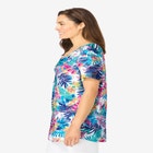 Short-Sleeve V-Neck Shirred Tee image number null