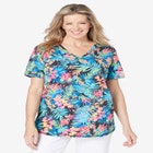 Short-Sleeve V-Neck Shirred Tee image number null