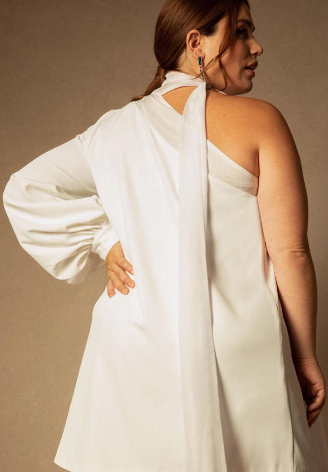 Bridal by ELOQUII One Shoulder Mini Dress image number 2