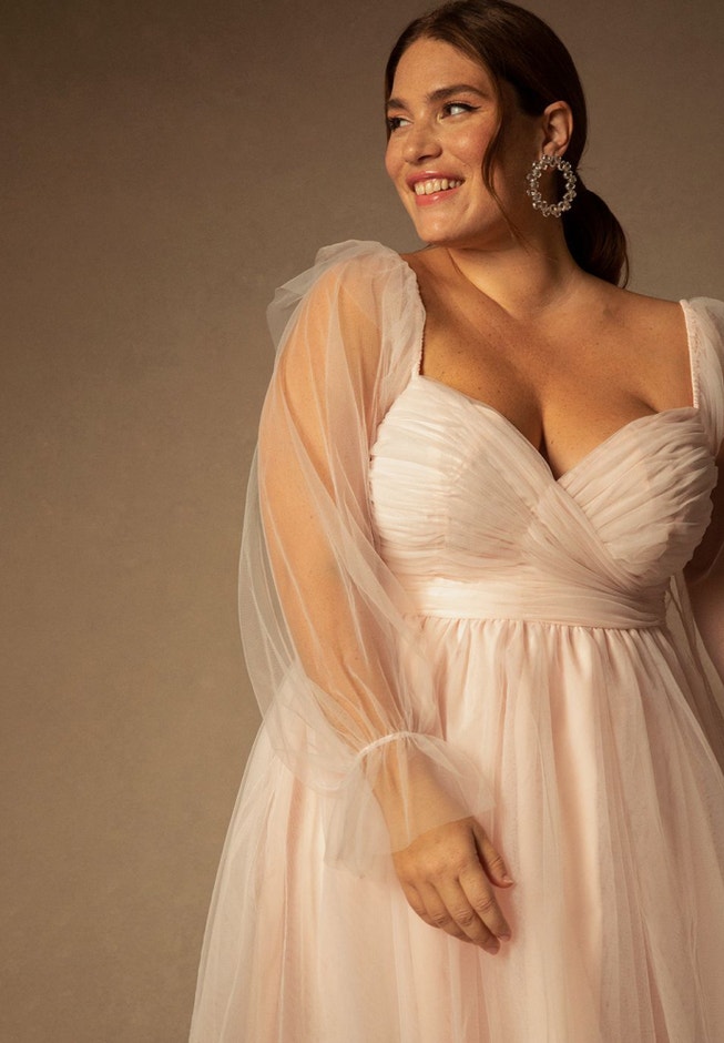 Bridal by ELOQUII Off The Shoulder Empire Mini Dress image number 1