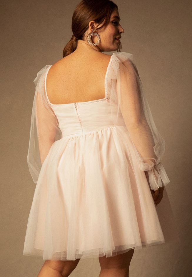 Bridal by ELOQUII Off The Shoulder Empire Mini Dress image number 2