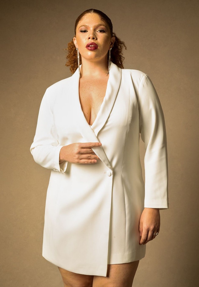 Bridal by ELOQUII Tuxedo Mini Dress image number 1