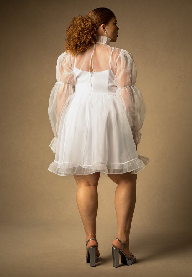 Bridal by ELOQUII Organza Ruffle Mini Dress image number 2