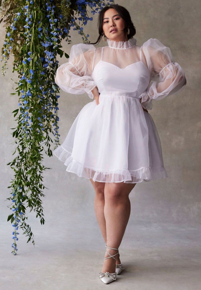 Bridal by ELOQUII Organza Ruffle Mini Dress image number 3