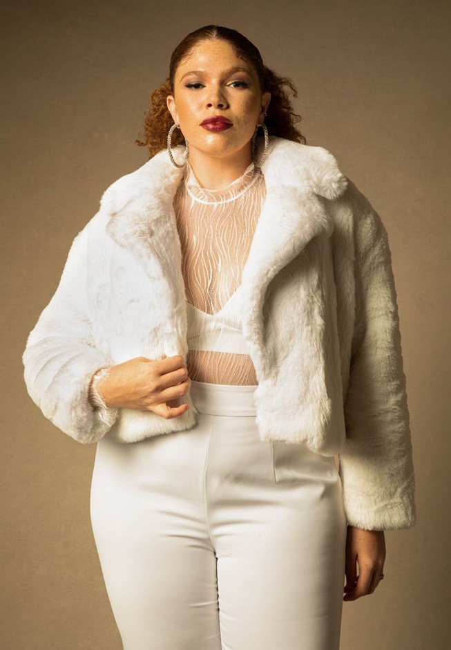 Bridal by ELOQUII Faux Fur Jacket image number 0