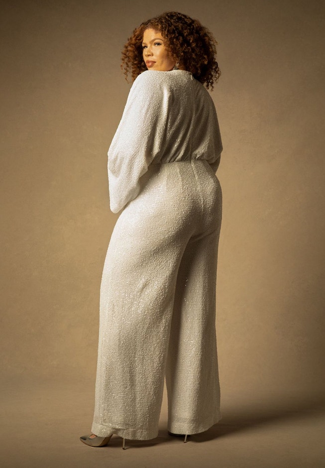 Bridal by ELOQUII Sequin Wide Leg Jumpsuit image number 2