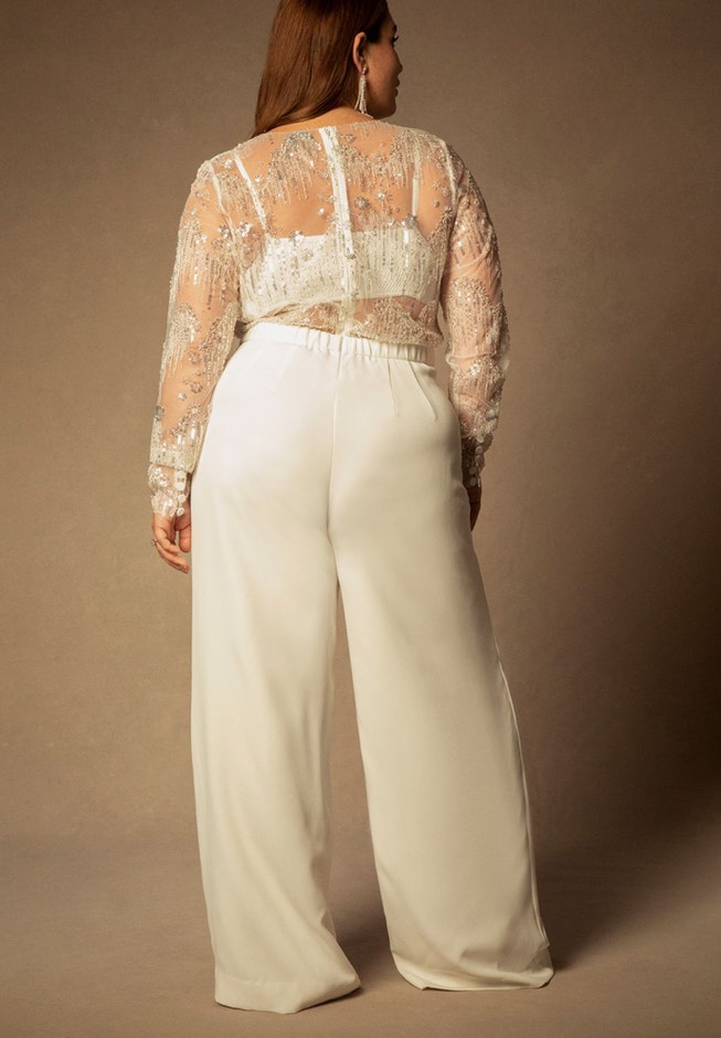 Bridal by ELOQUII Mesh Applique Jumpsuit image number 2