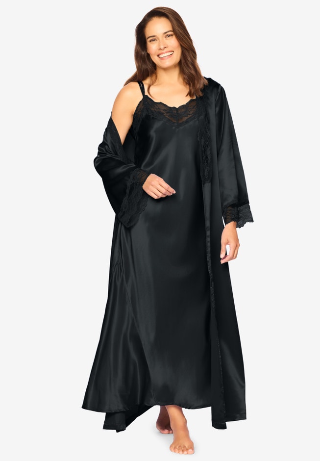 The Luxe Satin Long Peignoir Set ELOQUII - Main Image