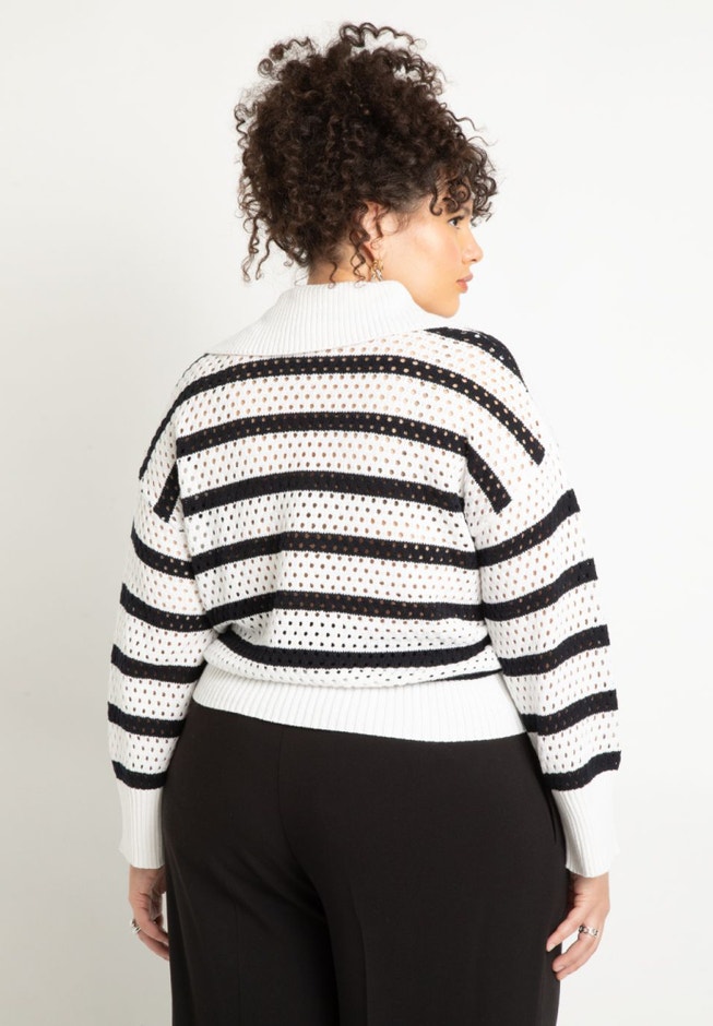 Striped Oversized Collar Sweater image number 1