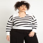 Striped Oversized Collar Sweater image number null