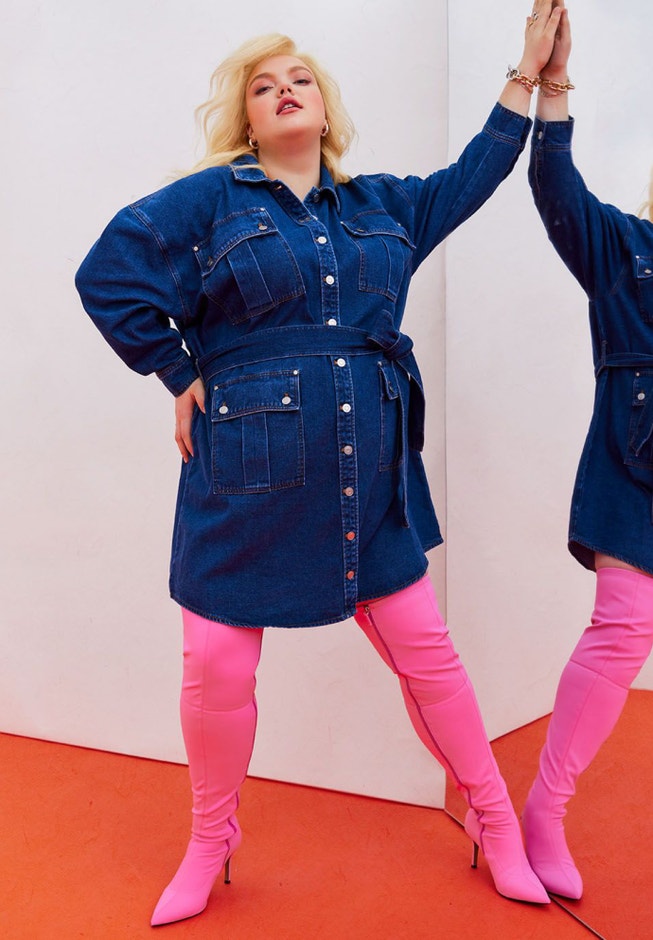 Denim Dress With Pocket Detail image number 2