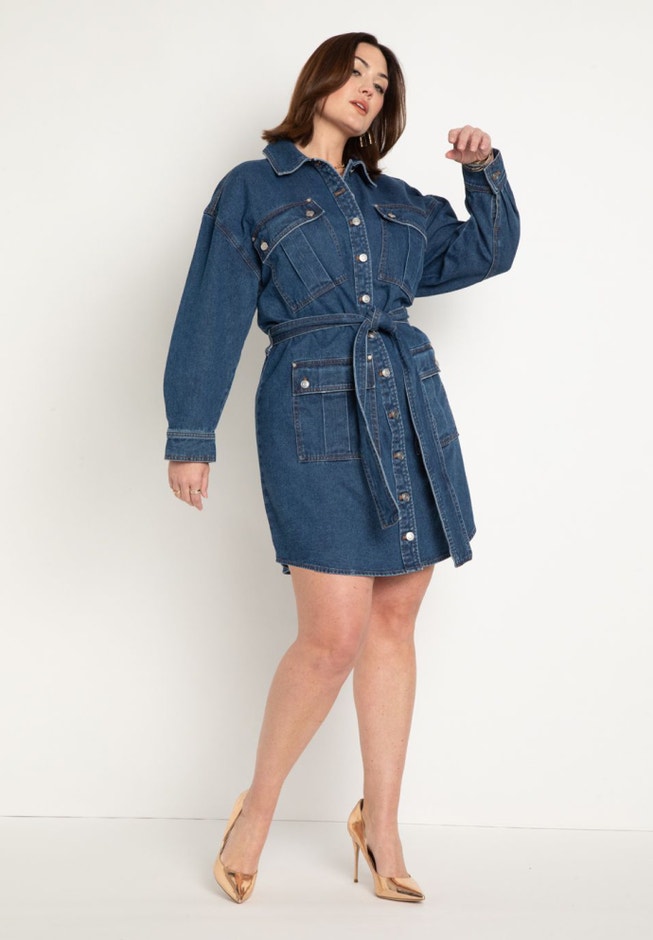 Denim Dress With Pocket Detail image number 0