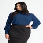 Shirred Mock Neck Blouse image number null