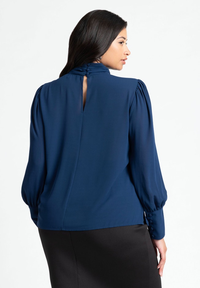 Shirred Mock Neck Blouse image number 2