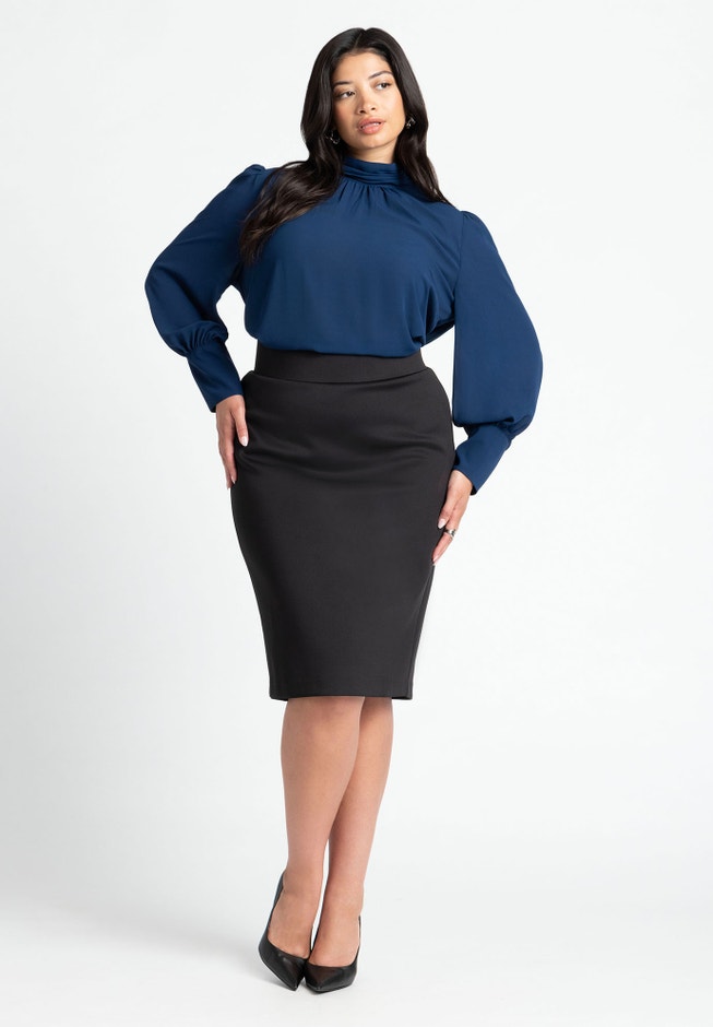 Shirred Mock Neck Blouse image number 3